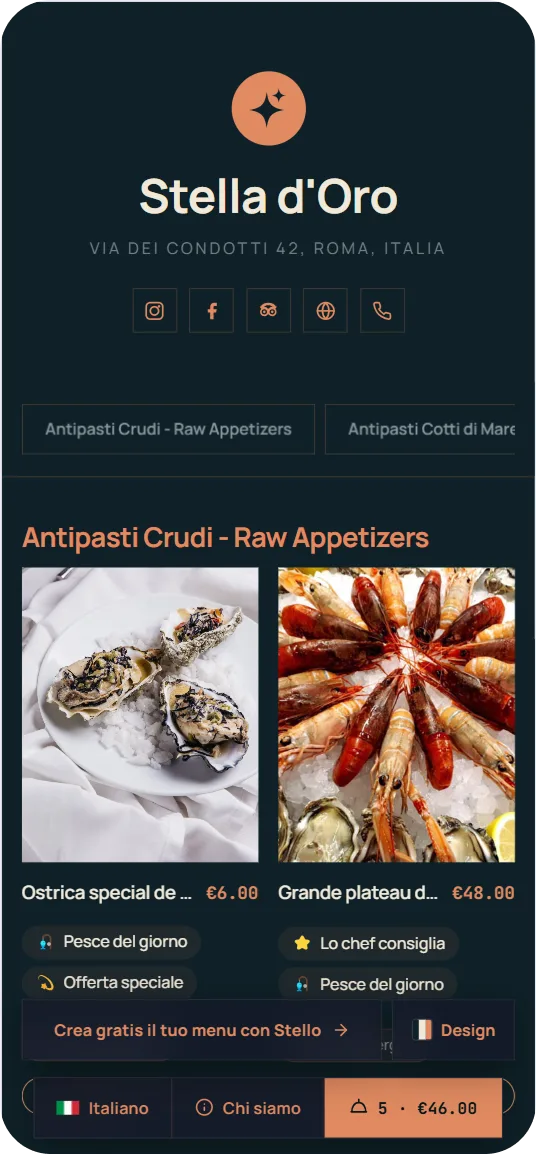 Categories and dishes easy to browse